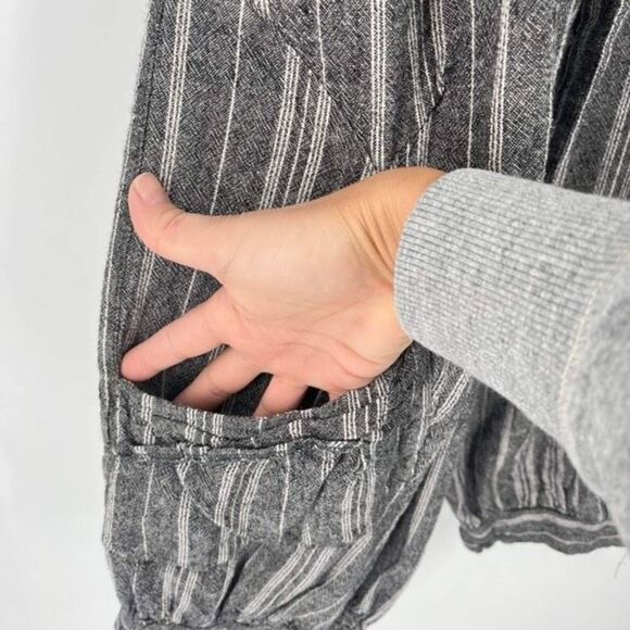 Women’s Flax LagenLook Barrel crop Pants Small Oversized Pull On Elastic Waist - Picture 4 of 11